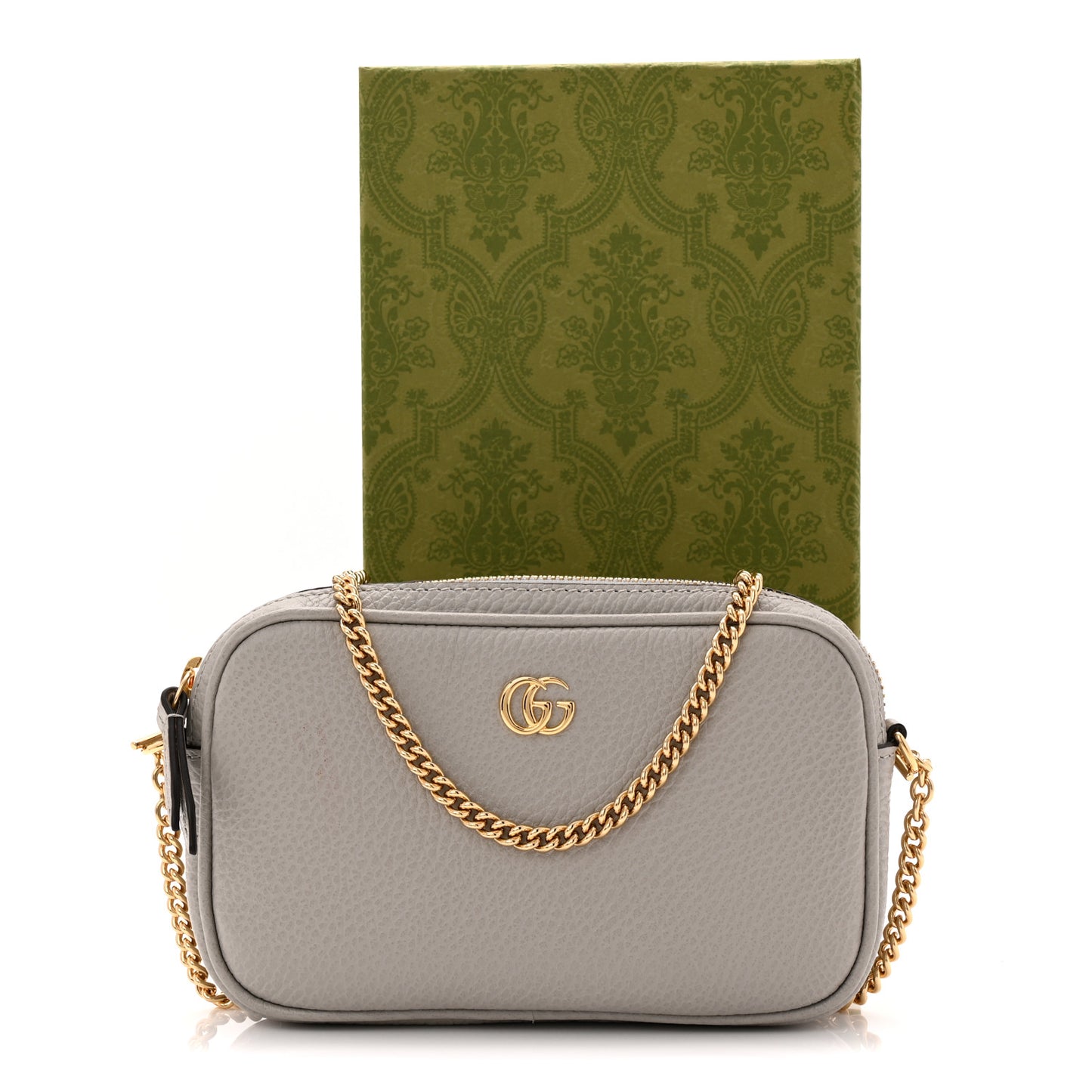 Dollar Calfskin Super Mini GG Marmont Chain Shoulder Bag Deep Grey