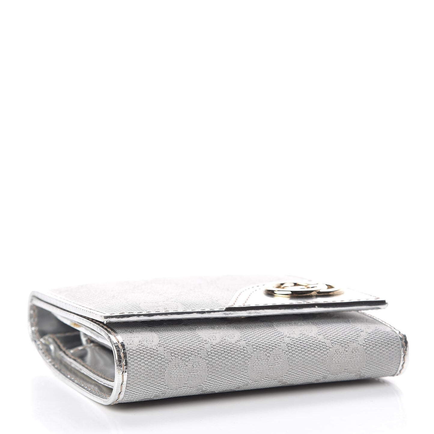 Metallic Monogram Britt Tri-Fold Wallet Silver