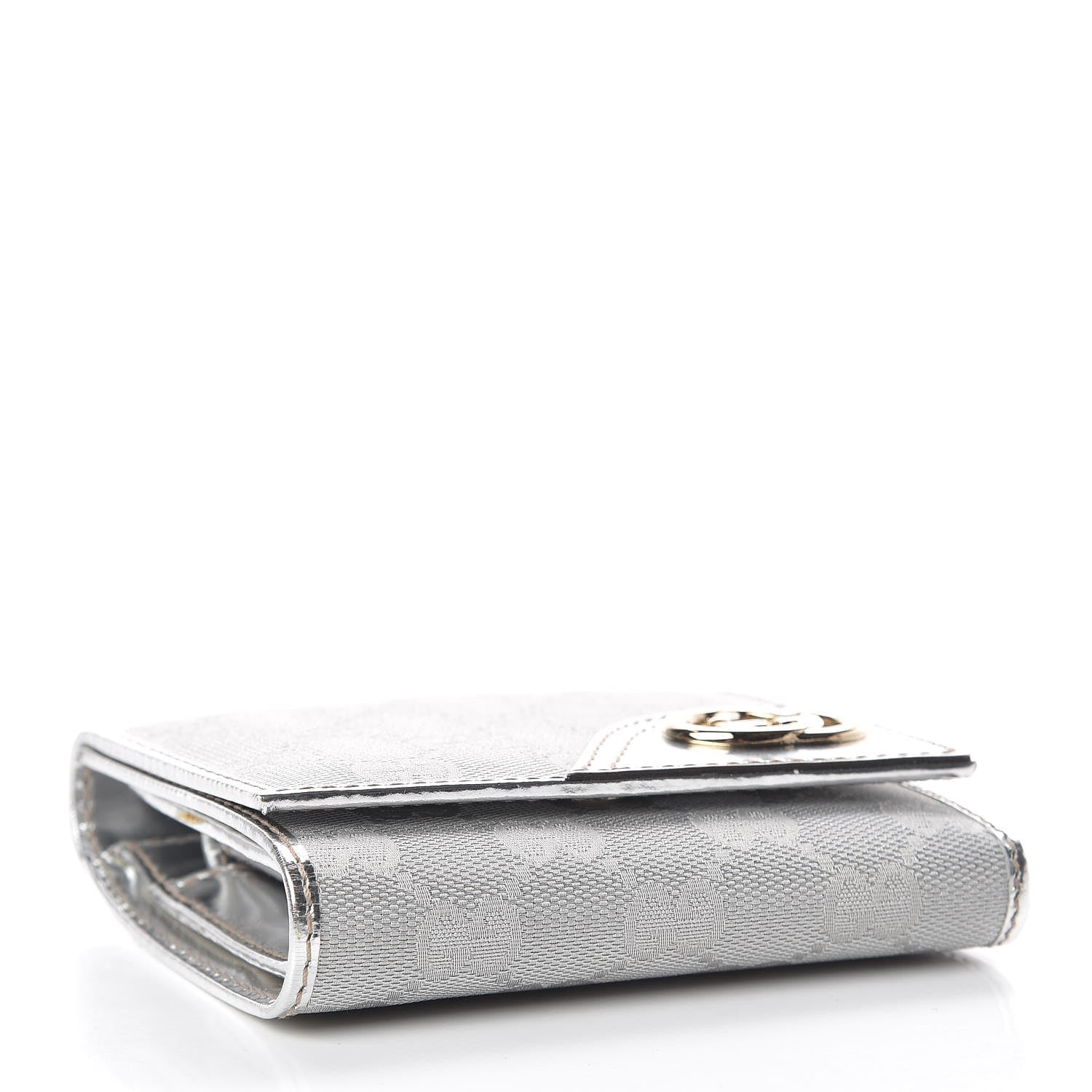 Gucci Metallic Monogram Britt Tri-Fold Wallet Silver 4 of 8
