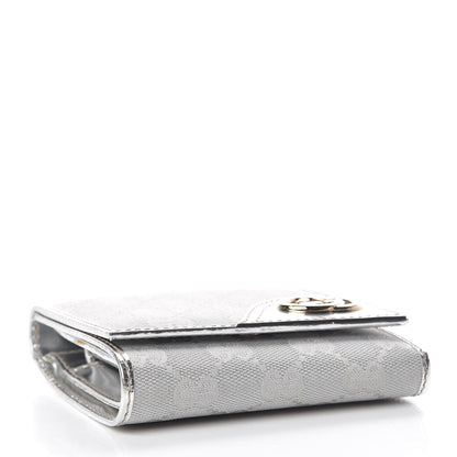 Gucci Metallic Monogram Britt Tri-Fold Wallet Silver 4 of 8