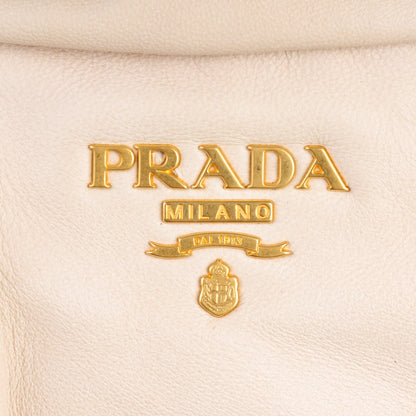 Prada Soft Calf Pleated Shopping Tote Talco 8 of 12
