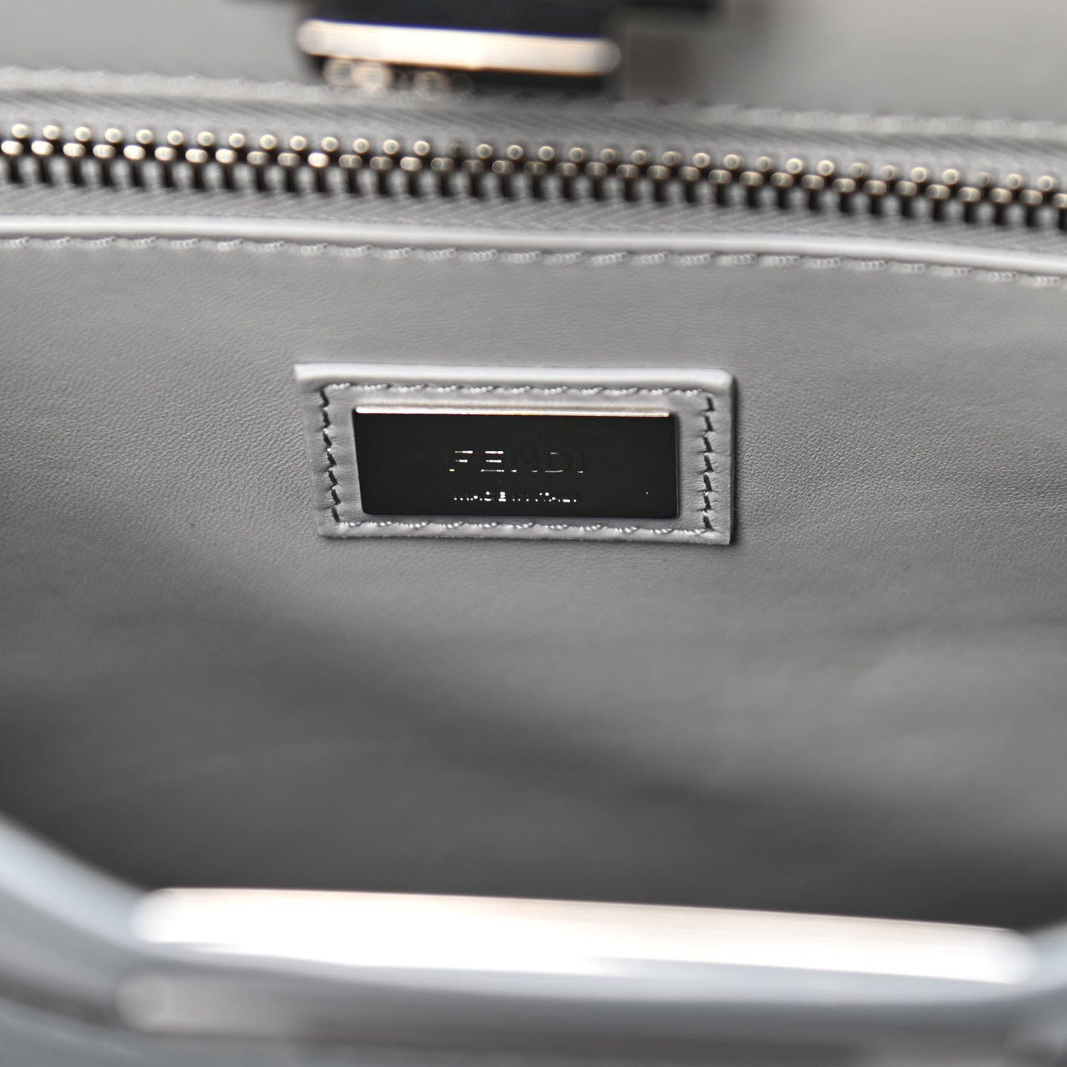 Fendi Vitello Seta Shiny Nappa Medium Peekaboo Iconic Satchel Tempesta Grigio Perla 6 of 13