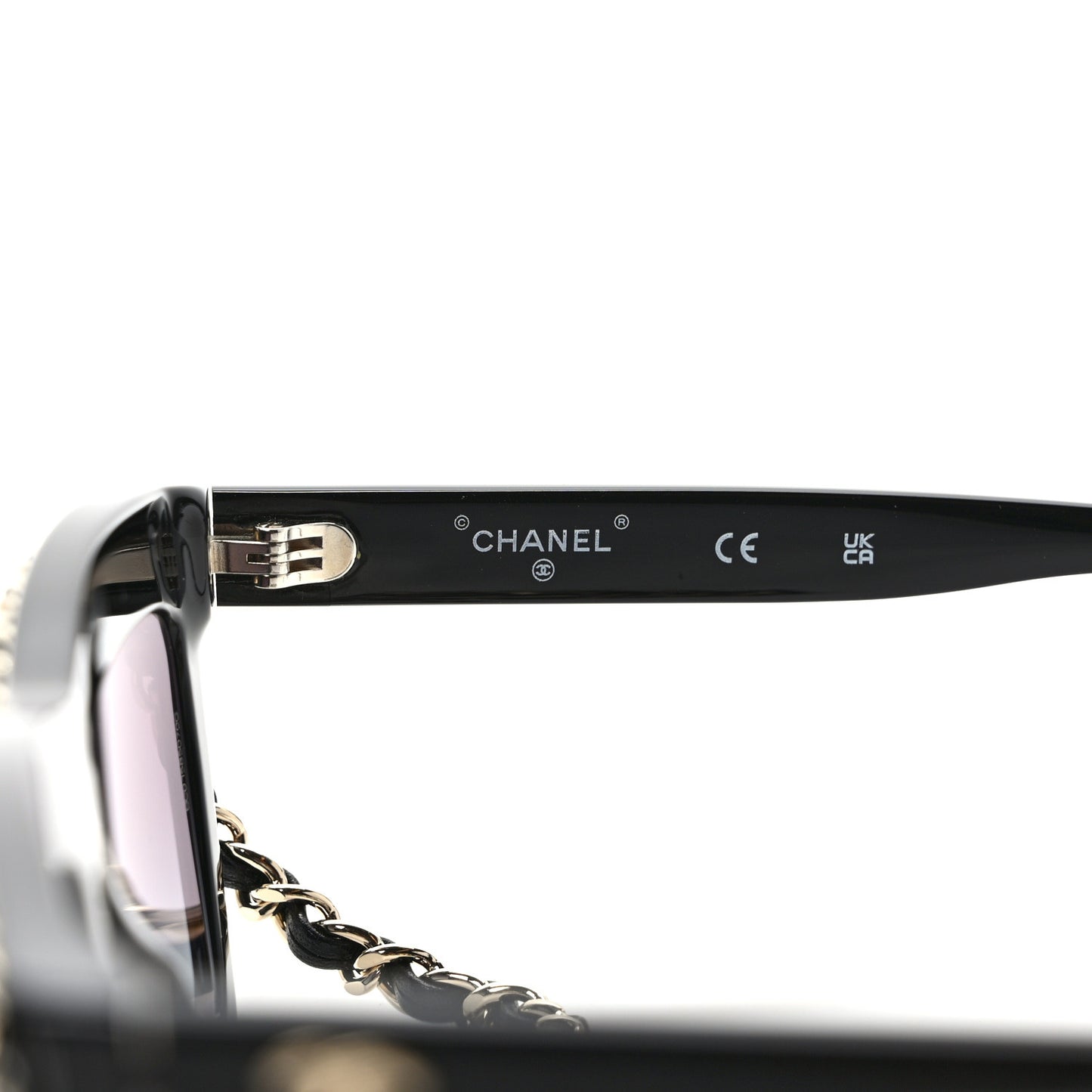 Acetate Metal Calfskin Chain Rectangle Sunglasses 71627 Black