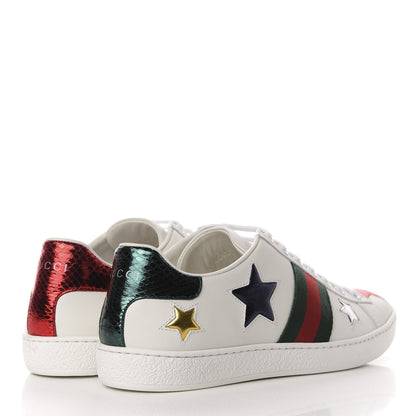 Gucci Calfskin Ayers Web Star Embroidered Womens Ace Sneakers 38.5 White Multi 4 of 10