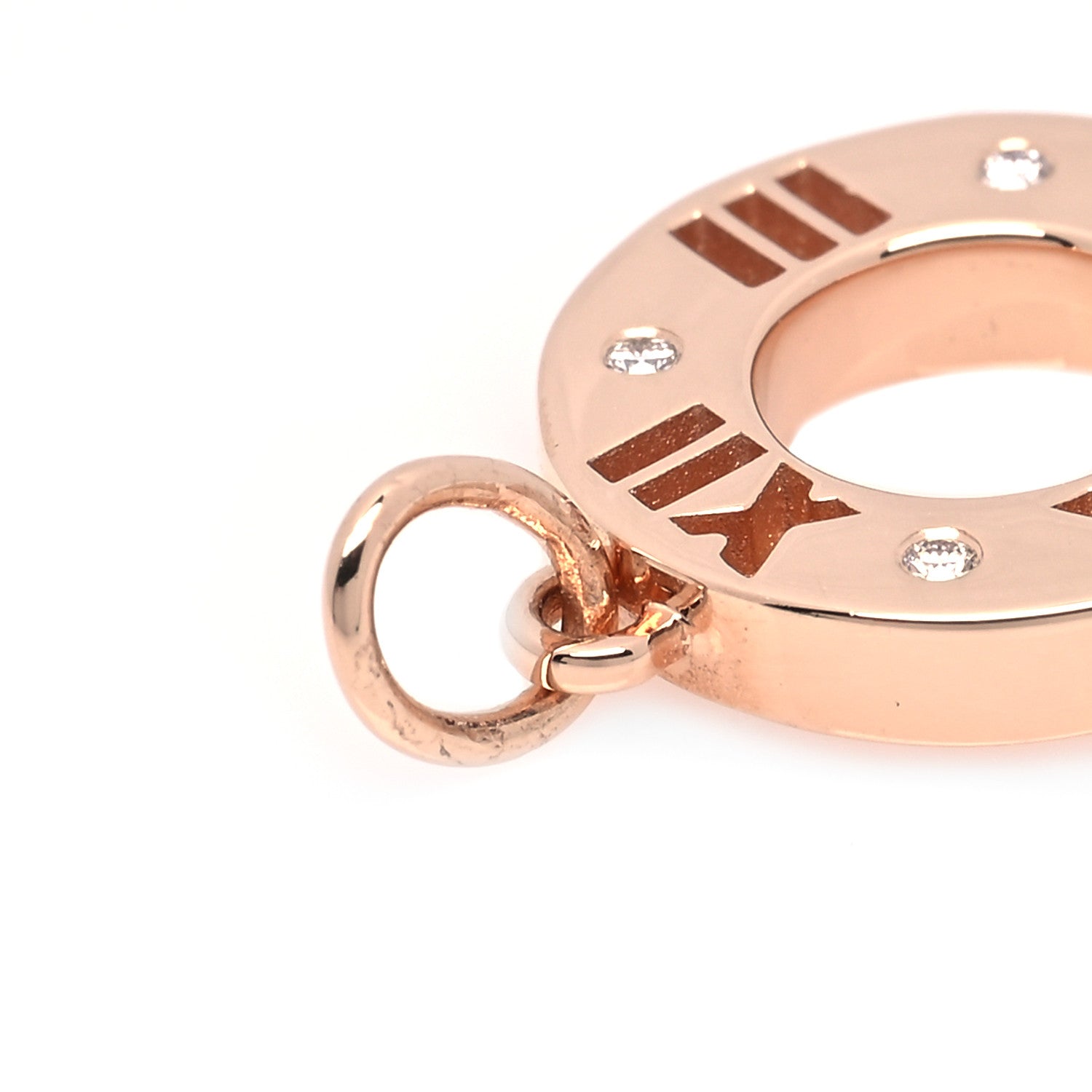 Tiffany 18K Rose Gold Diamond Atlas Pierced Key Pendant 4 of 5