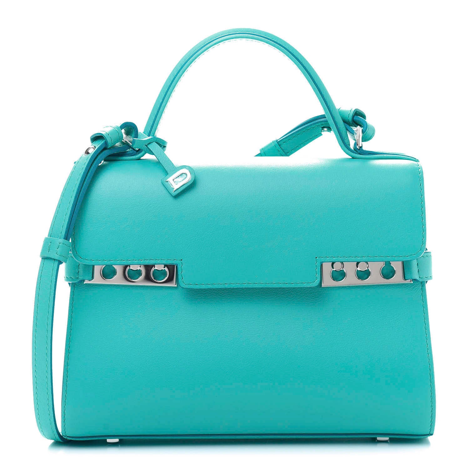 Delvaux Smooth Calfskin Mini Tempete Satchel Turquoise 3 of 15