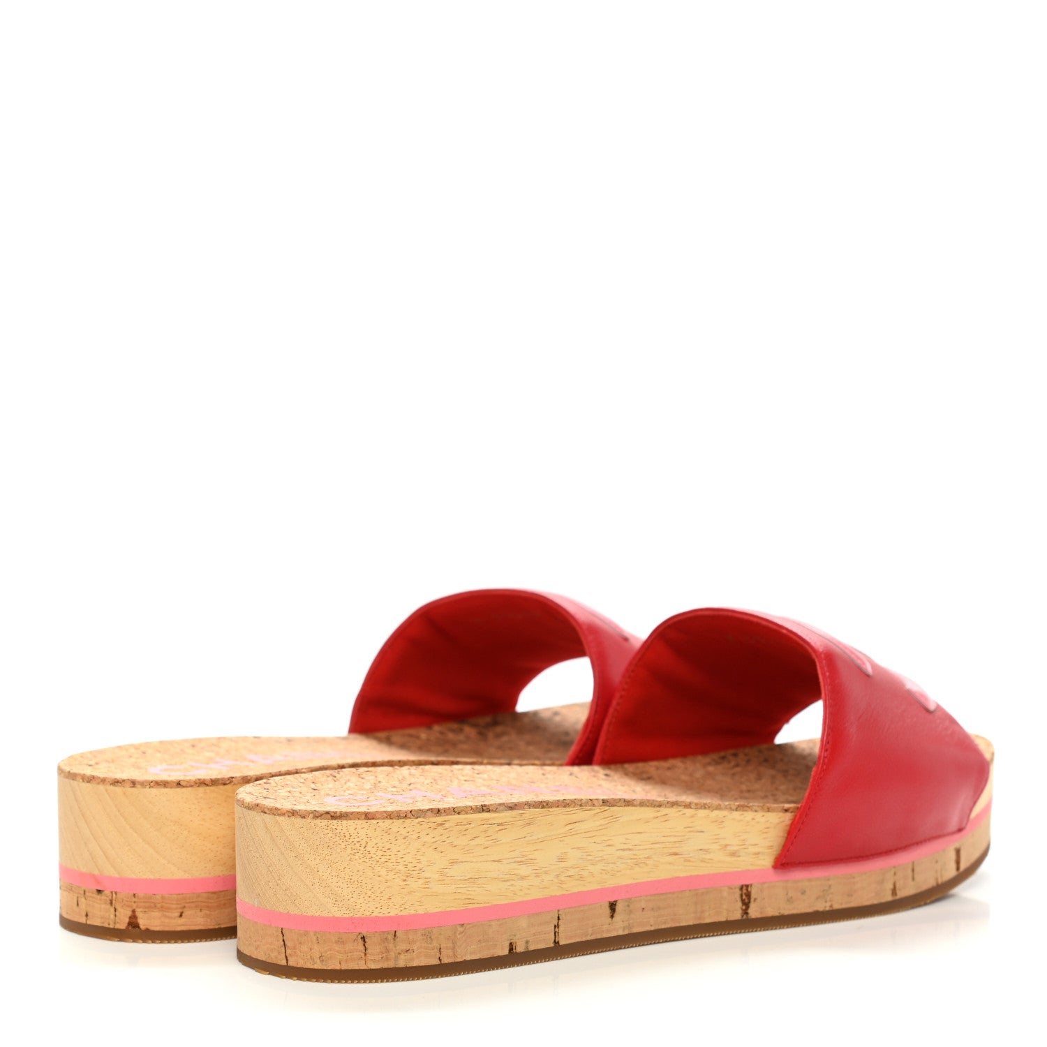 Chanel Patent Calfskin Cork CC Platform Slide Sandals 39 Pink 4 of 9