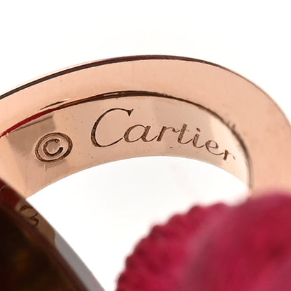 Cartier 18K Pink Gold Ceramic 4 Diamond LOVE Cord Bracelet Hot Pink 3 of 6