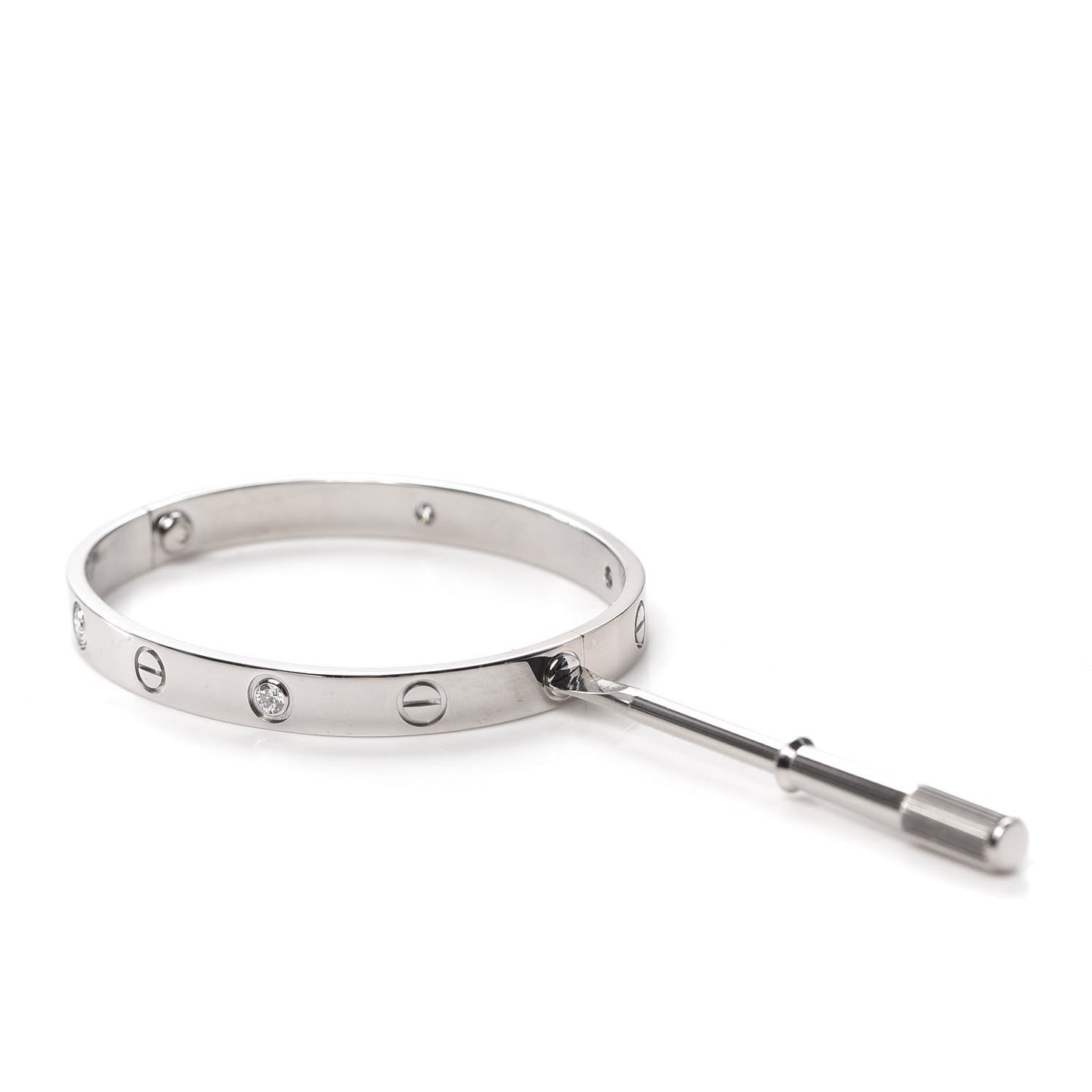 18K White Gold 4 Diamond LOVE Bracelet 16