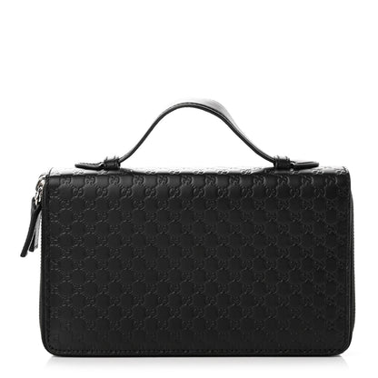 Gucci Microguccissima Zip Around Top Handle Travel Wallet Black 1 of 7