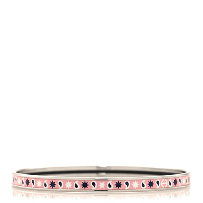 Hermes Enamel Printed Extra Narrow Bandana Bangle 70 Rose Fever 1 of 5