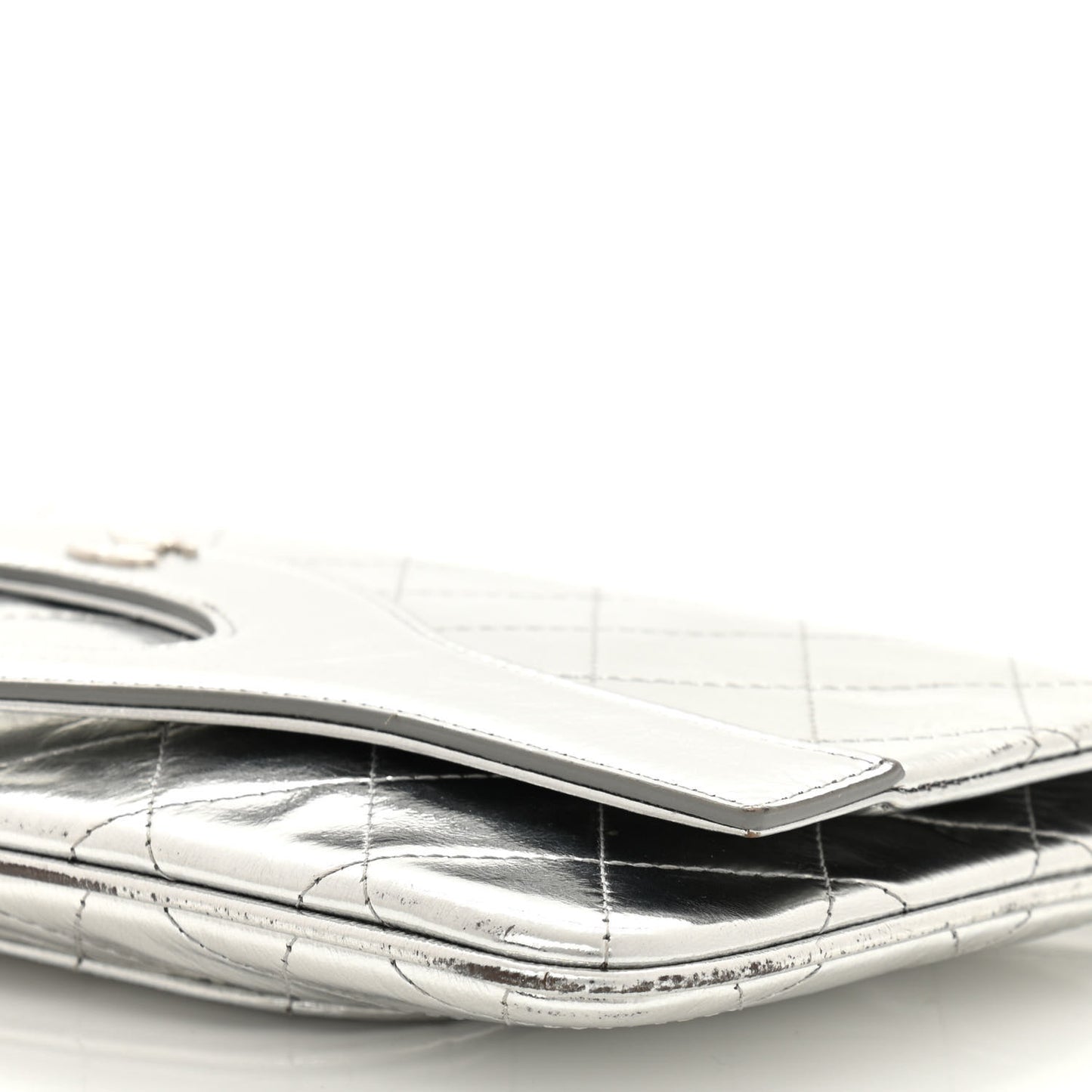 Metallic Crumpled Calfskin Small 31 Pouch Silver