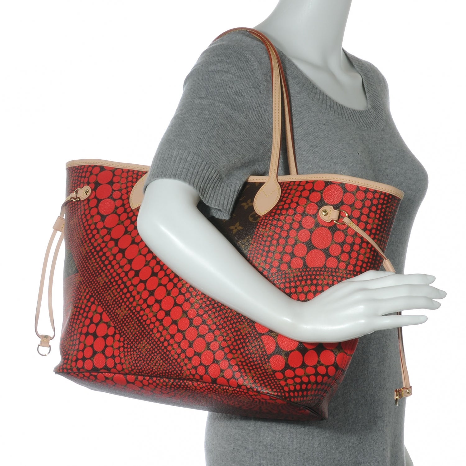 Louis Vuitton Monogram Kusama Waves Neverfull MM Red 2 of 7
