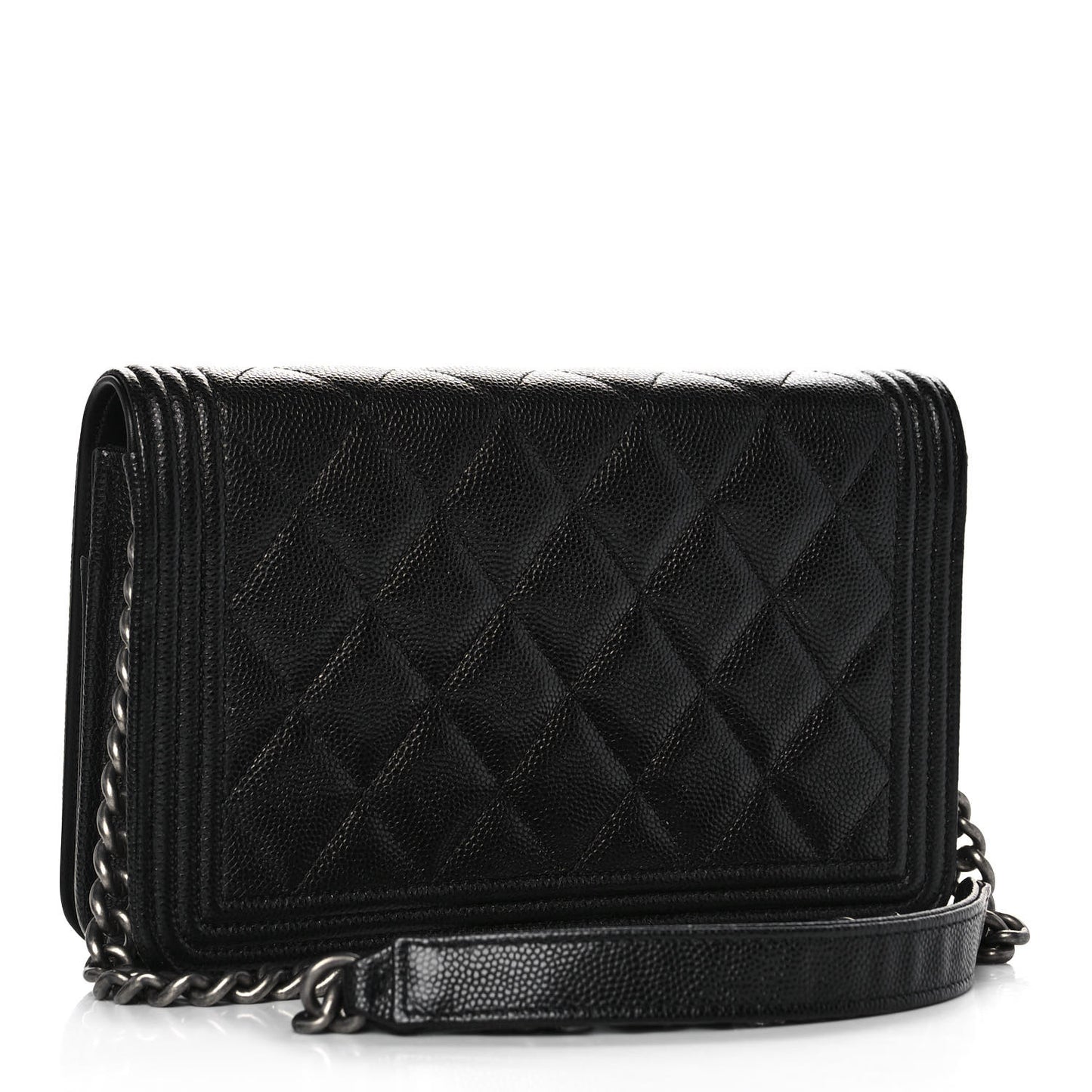 Caviar Quilted Boy Wallet On Chain WOC Black