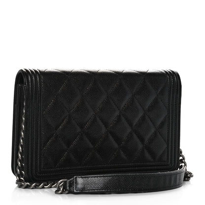 Chanel Caviar Quilted Boy Wallet On Chain WOC Black 3 of 12