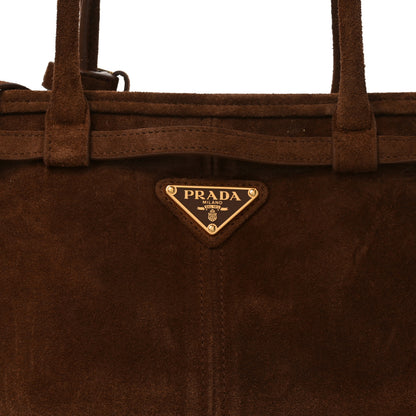 Prada Suede Triangle Medium Bonnie Shoulder Bag Cacao 7 of 9