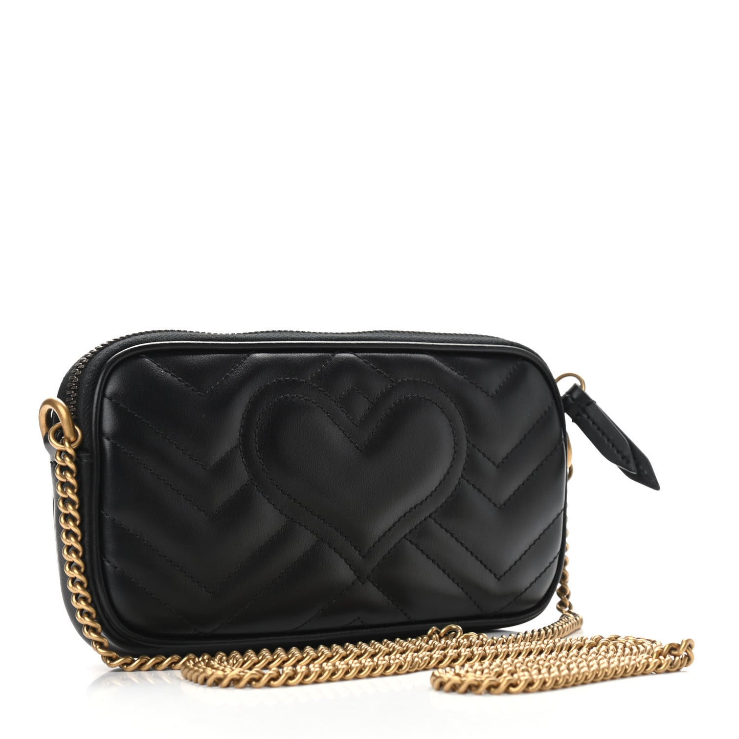 Calfskin Matelasse Mini GG Marmont Chain Crossbody Bag Black