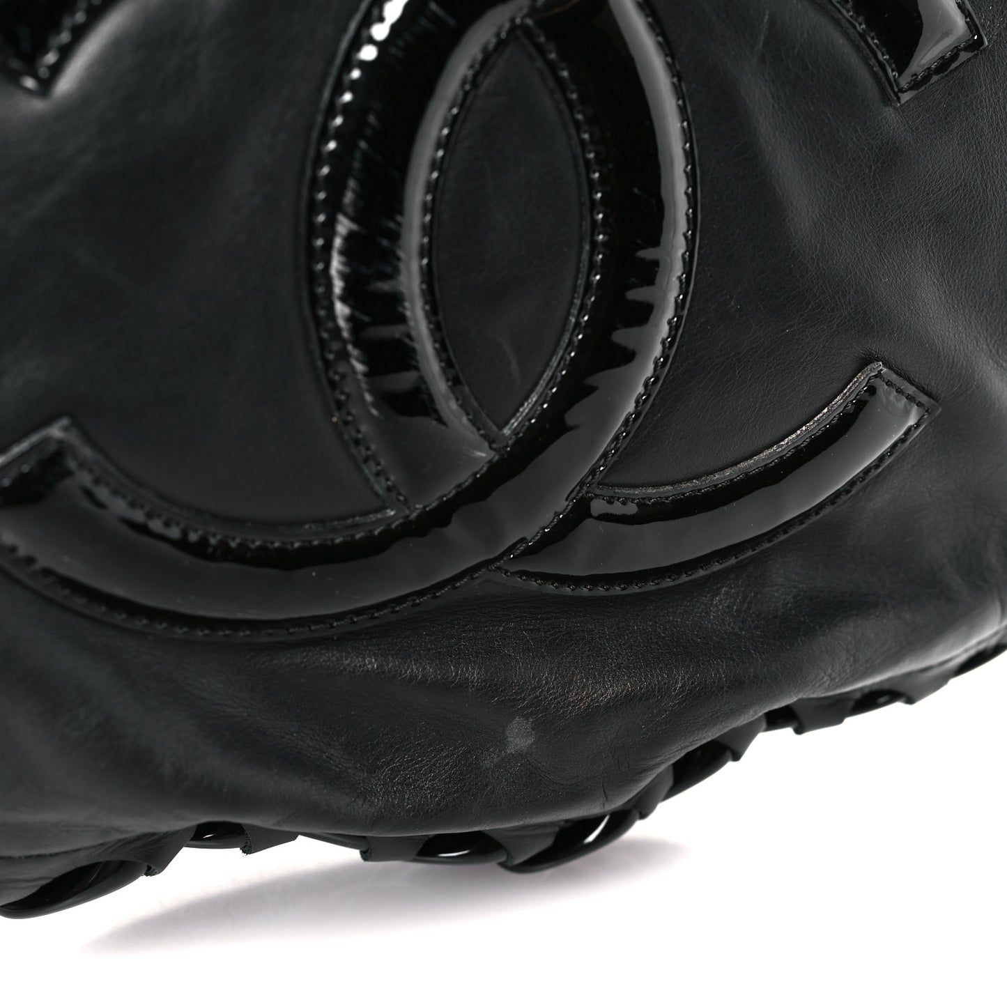 Calfskin Modern Chain Rhodoid Hobo Black