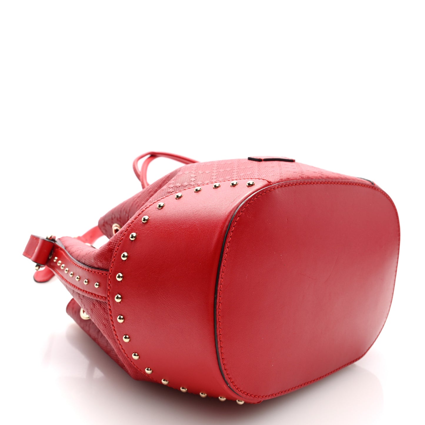 Hilary Lux GG Monogram Embossed Studded Small Bucket Bag Tobasco