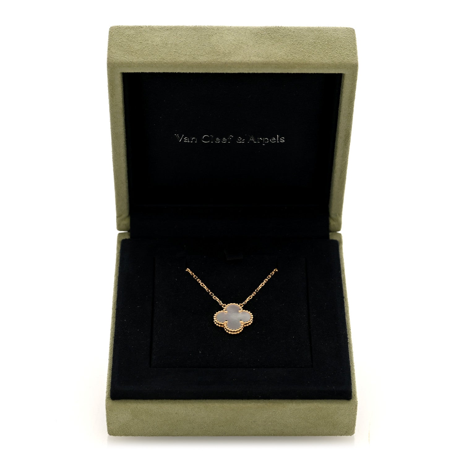 Van Cleef & Arpels 18K Yellow Gold Mother of Pearl Vintage Alhambra Pendant Necklace 5 of 5
