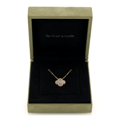 Van Cleef & Arpels 18K Yellow Gold Mother of Pearl Vintage Alhambra Pendant Necklace 5 of 5