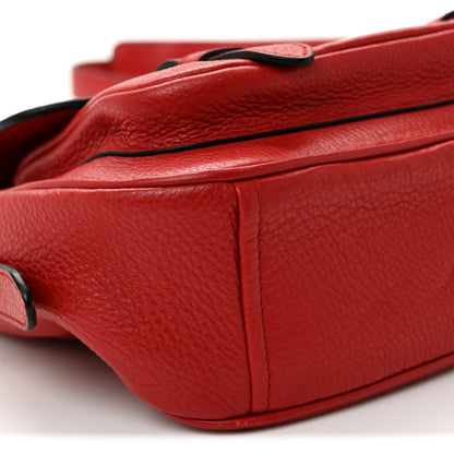 Prada Vitello Daino Double Buckle Messenger Bag Rosso 9 of 10
