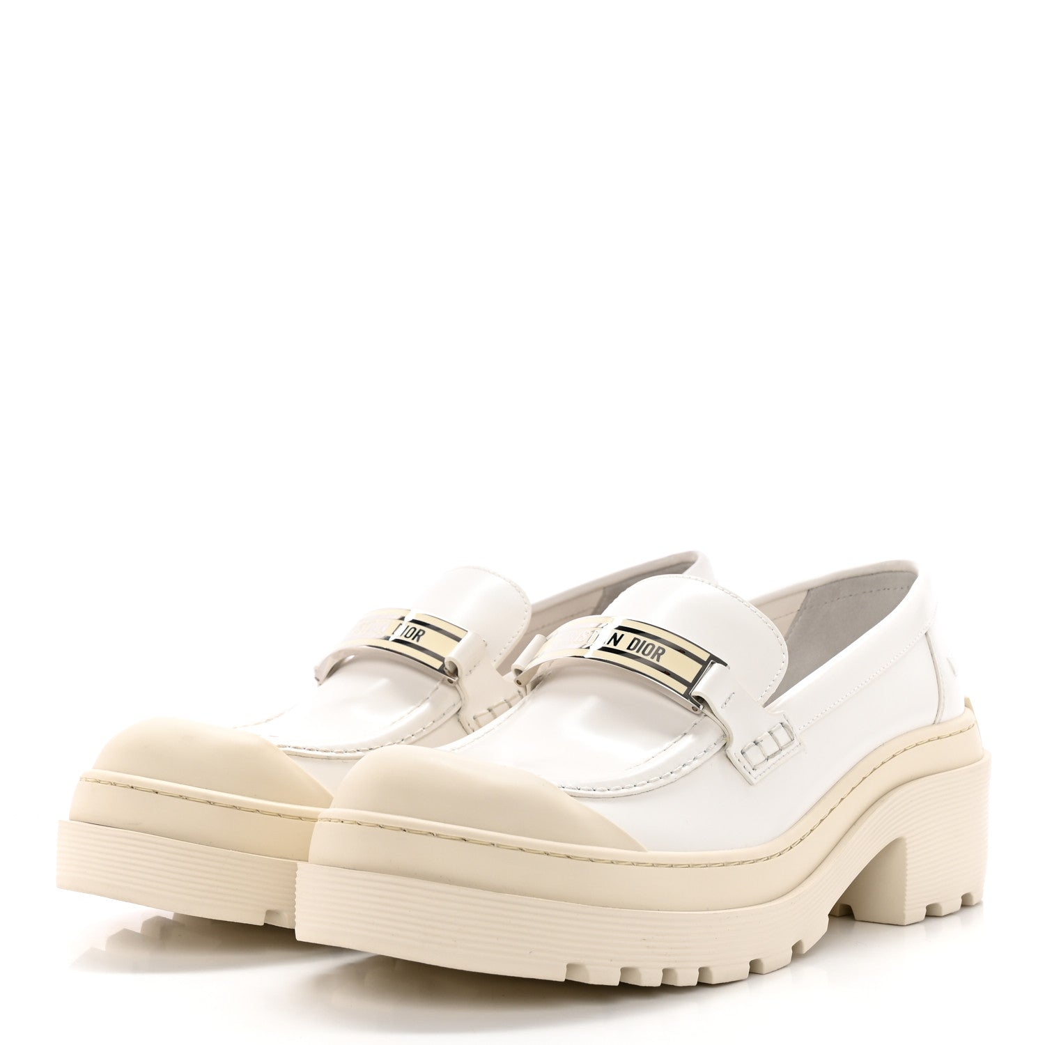 Christian Dior Brushed Calfskin Dior Code Lug Sole Platform 35mm Loafers 41 White 3 of 10