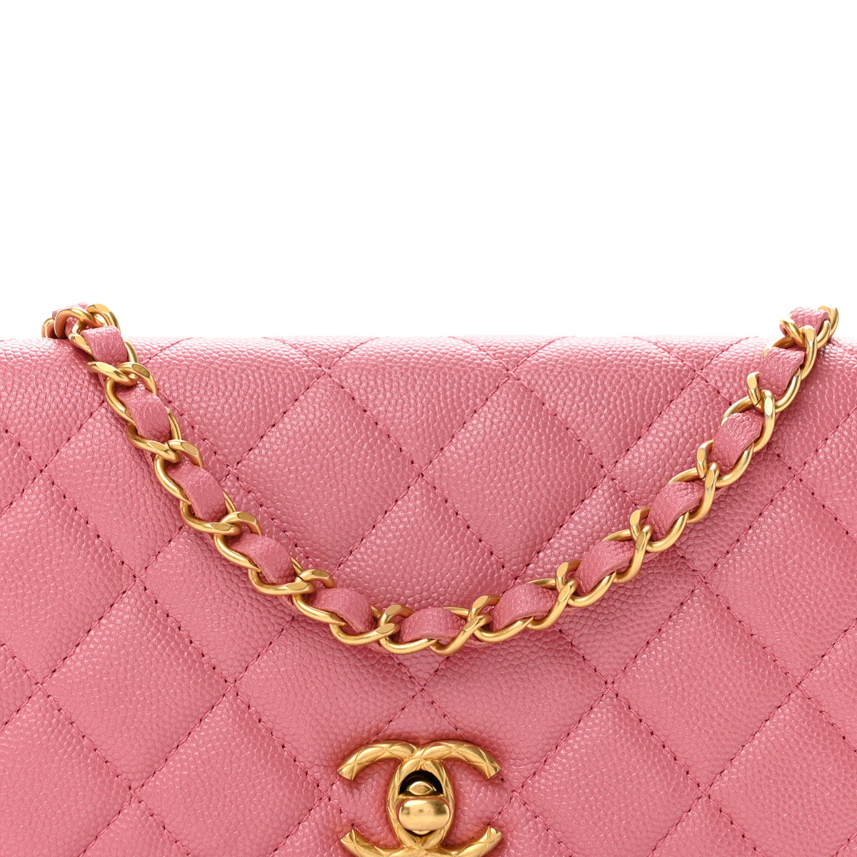 Caviar Quilted CC Turnlock Wallet On Chain WOC Pink