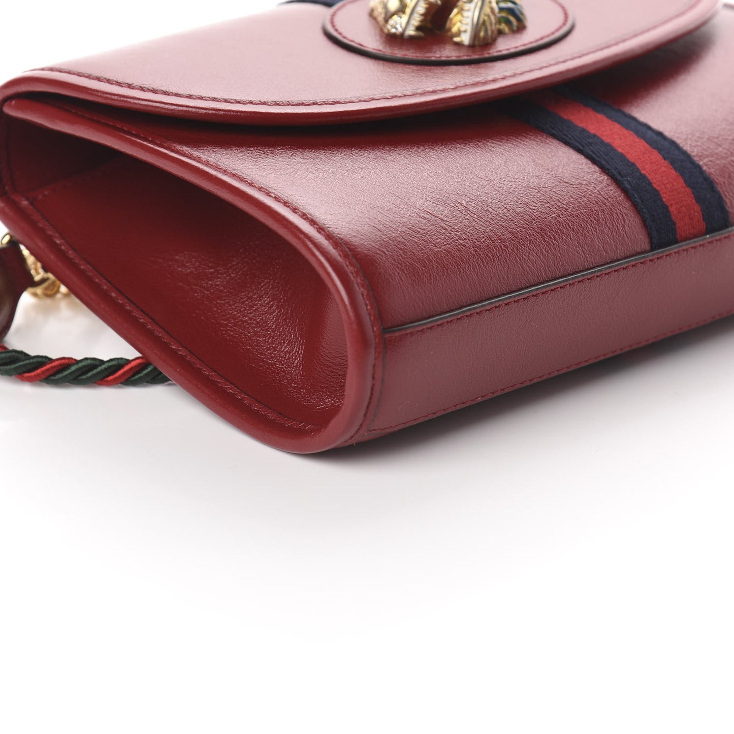 Textured Calfskin Web Rajah Slim Flap Shoulder Bag Romantic Cherry