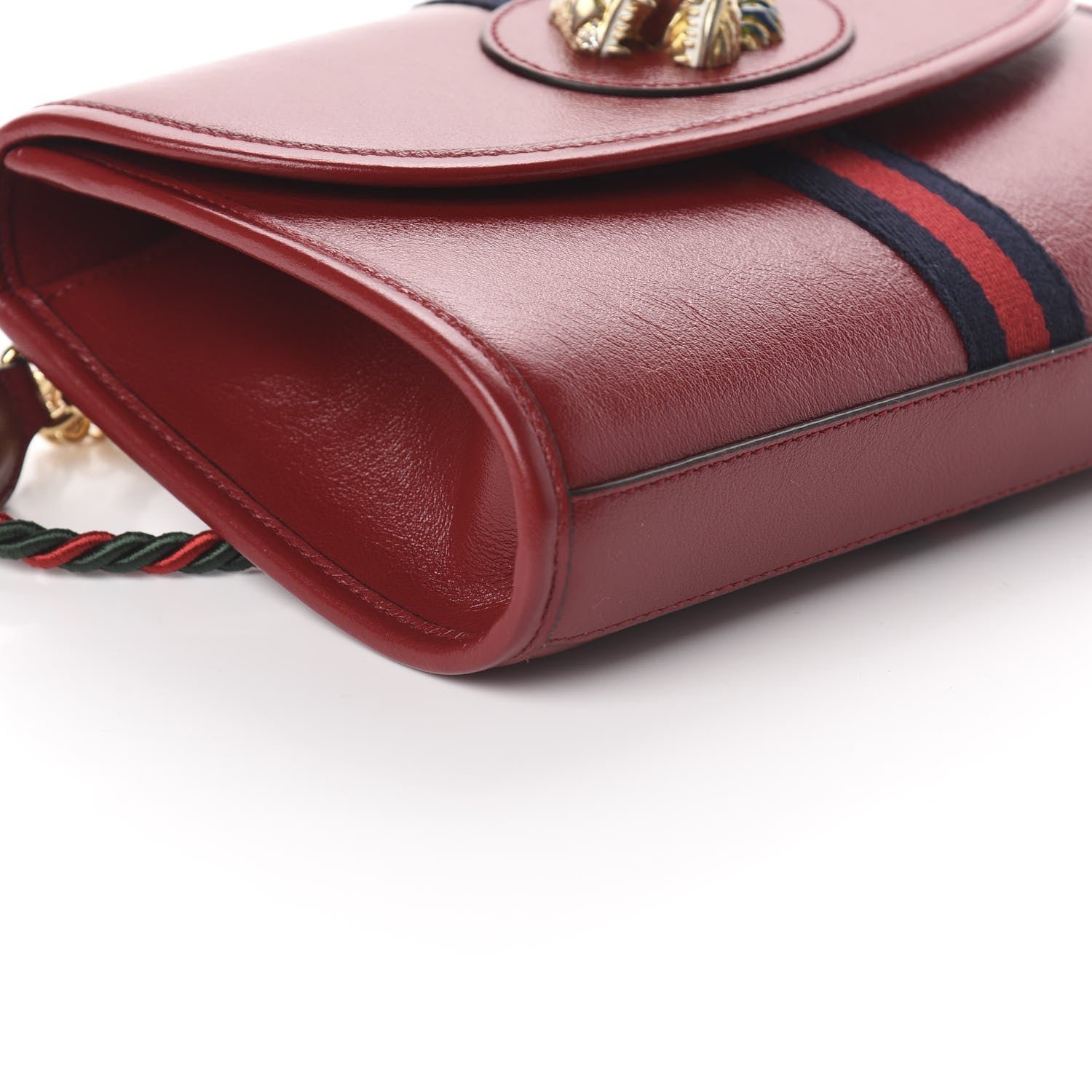 Gucci Textured Calfskin Web Rajah Slim Flap Shoulder Bag Romantic Cherry 7 of 8