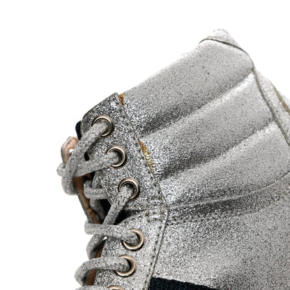 Gucci Glitter Web New Bright High Top Sneakers 36.5 Silver 12 of 12