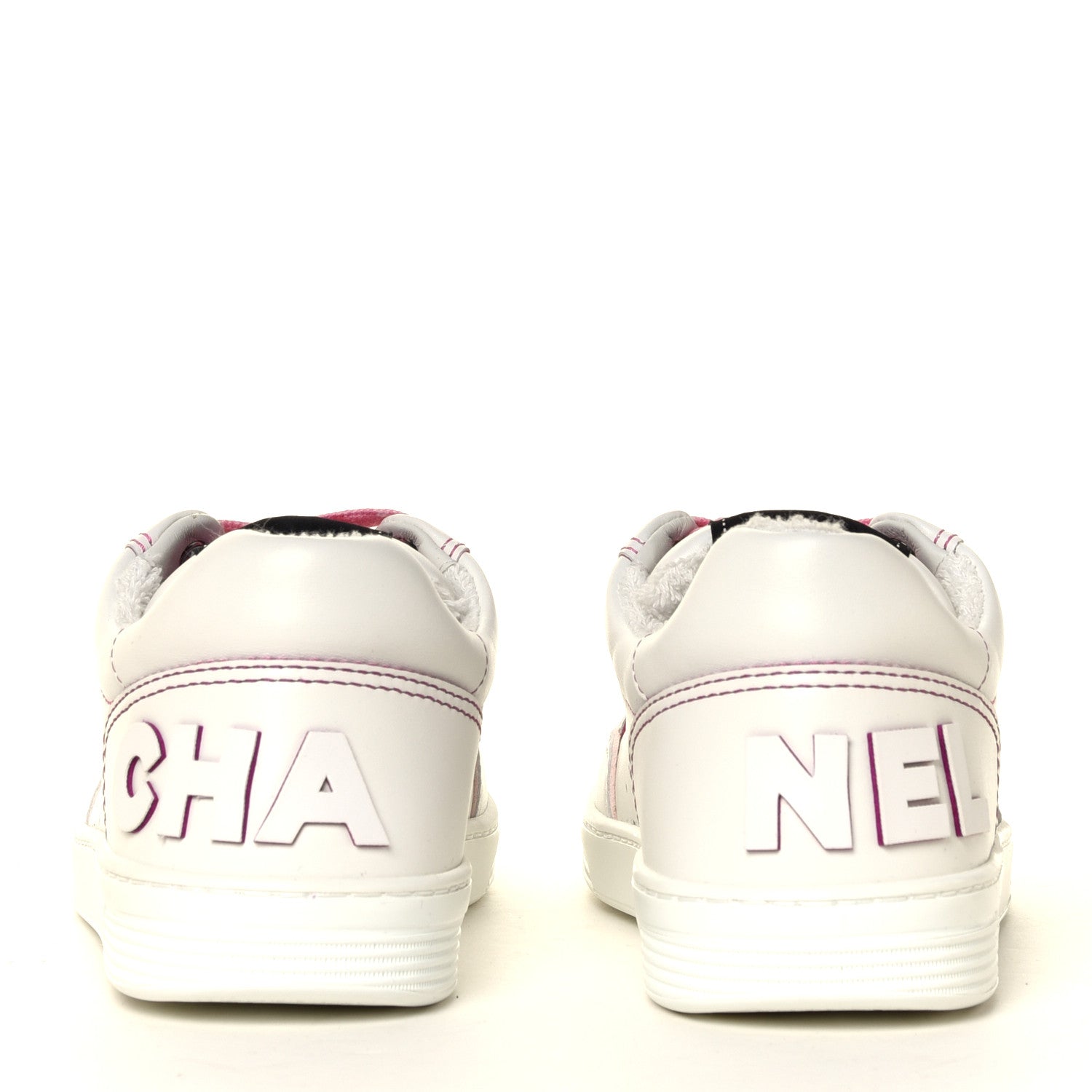 Chanel Calfskin Womens Logo Sneakers 38.5 White Pink 10 of 14