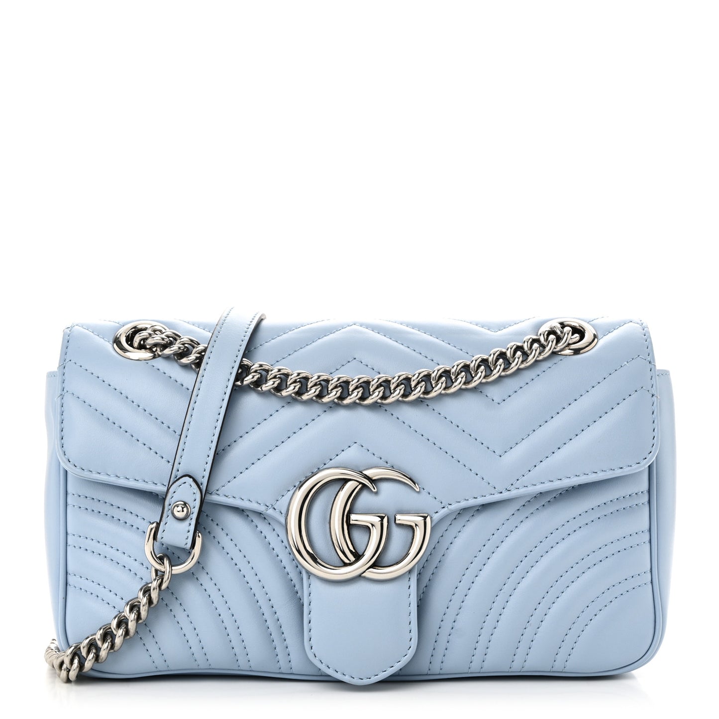 Calfskin Matelasse Small GG Marmont Shoulder Bag Porcelain Light Blue