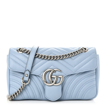 Gucci Calfskin Matelasse Small GG Marmont Shoulder Bag Porcelain Light Blue 1 of 10