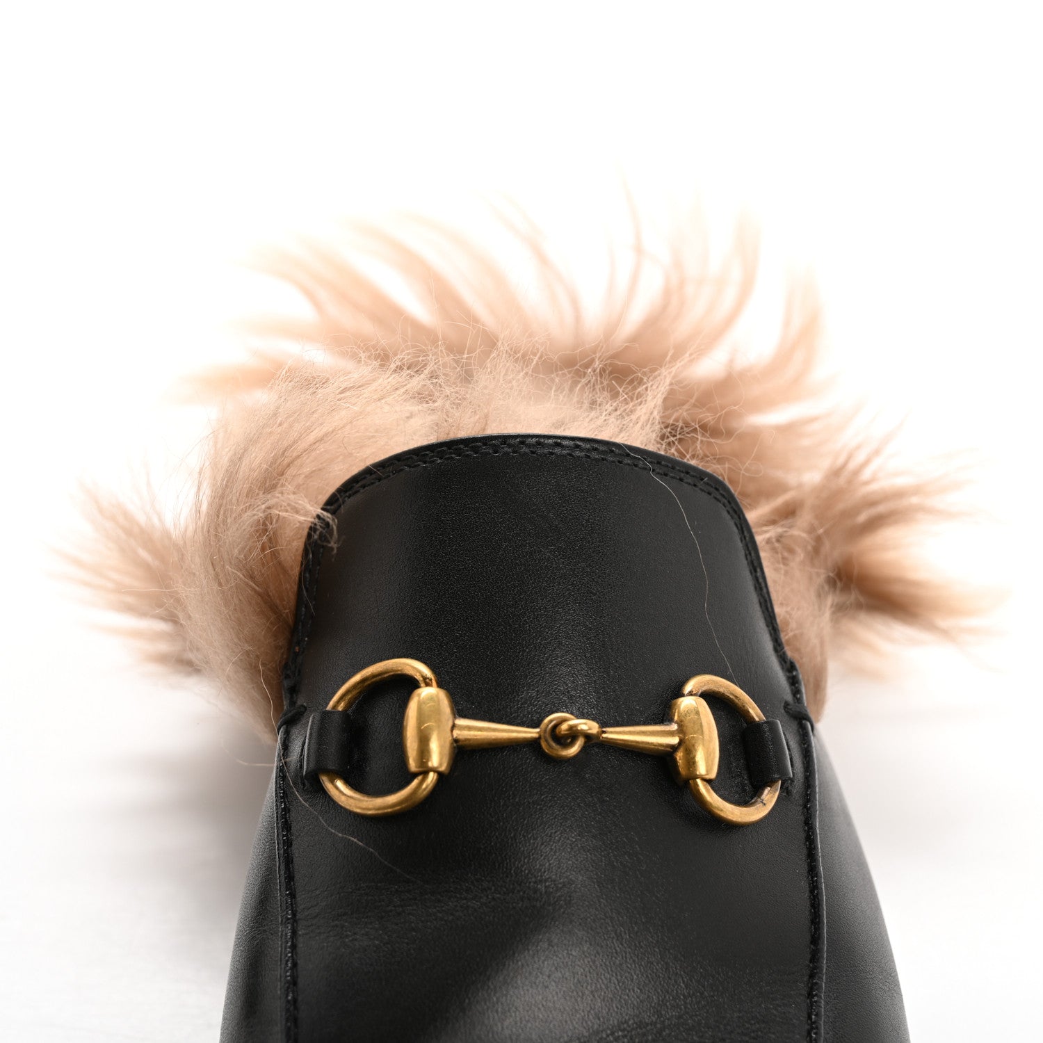 Gucci Calfskin Fur Womens Princetown Slippers 37.5 Black 10 of 10