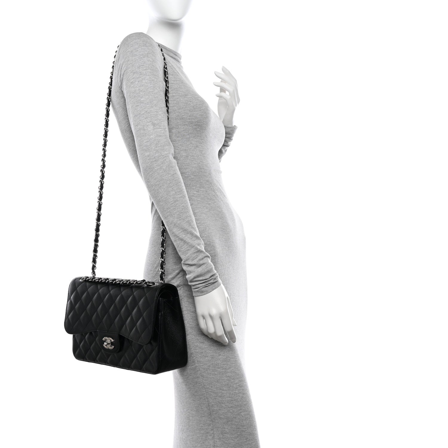 Chanel Caviar Quilted Jumbo Double Flap Black 2 of 12