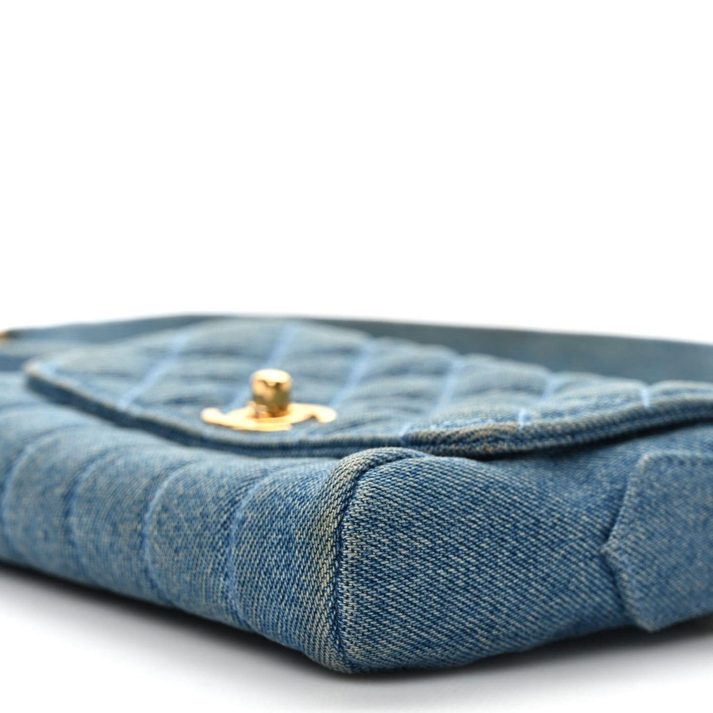 Denim Quilted Mini Flap Blue