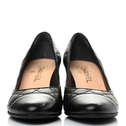 Chanel Lambskin Quilted Cap Toe Pumps 38 Black 2 of 6