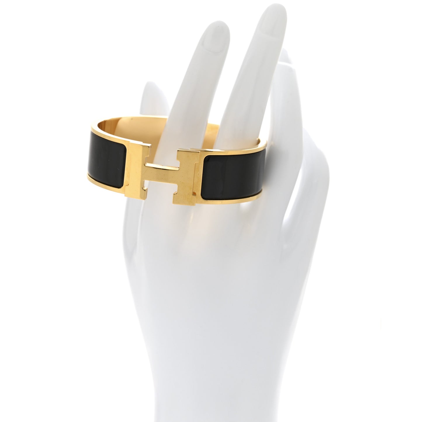 Enamel Wide Clic Clac H Bracelet GM Black