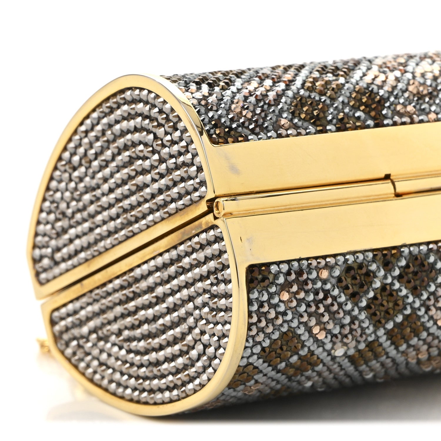 Judith Leiber Swarovski Crystal Minaudiere Clutch Multicolor Gold 8 of 9