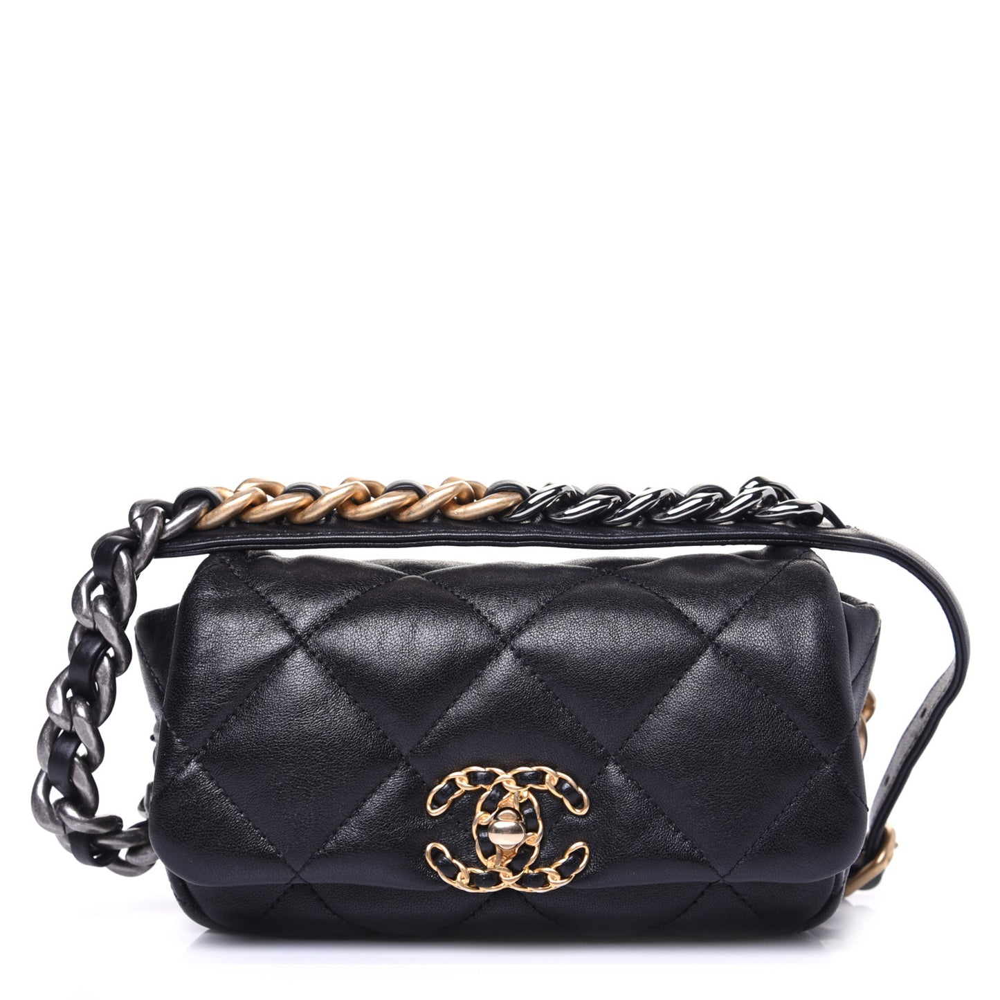 Lambskin Quilted 19 Waist Bag Black
