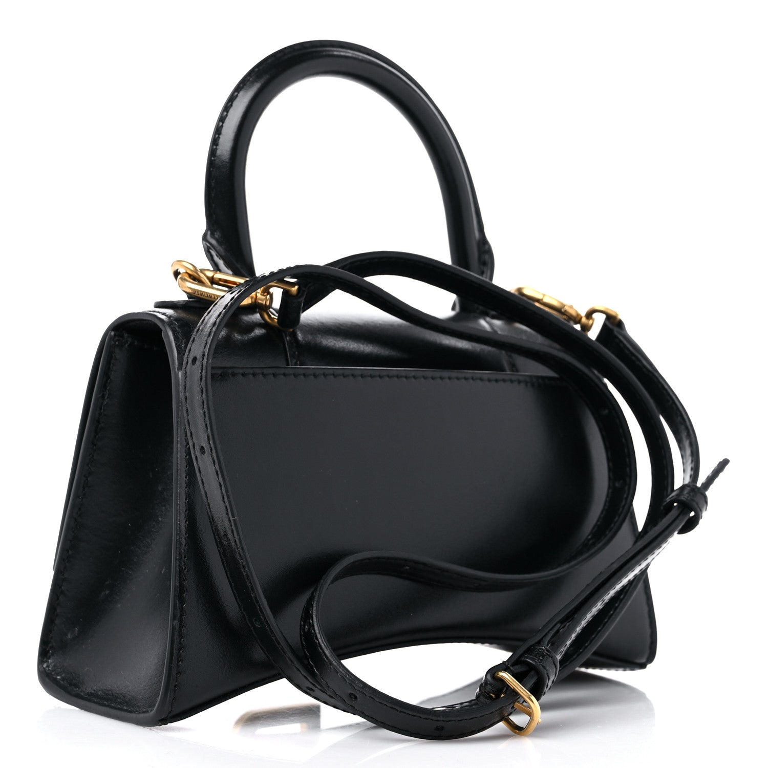Balenciaga Shiny Box Calfskin Hourglass Top Handle Bag XS Black 3 of 12