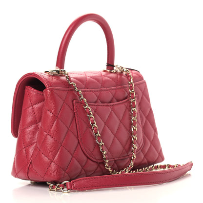Chanel Caviar Quilted Mini Coco Handle Flap Dark Pink 2 of 9