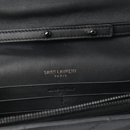 Saint Laurent Patent Matelasse Chevron Monogram Chain Wallet Black 6 of 10