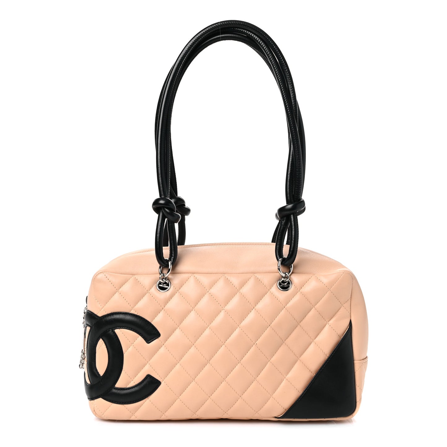 Calfskin Quilted Large Cambon Bowler Beige Black