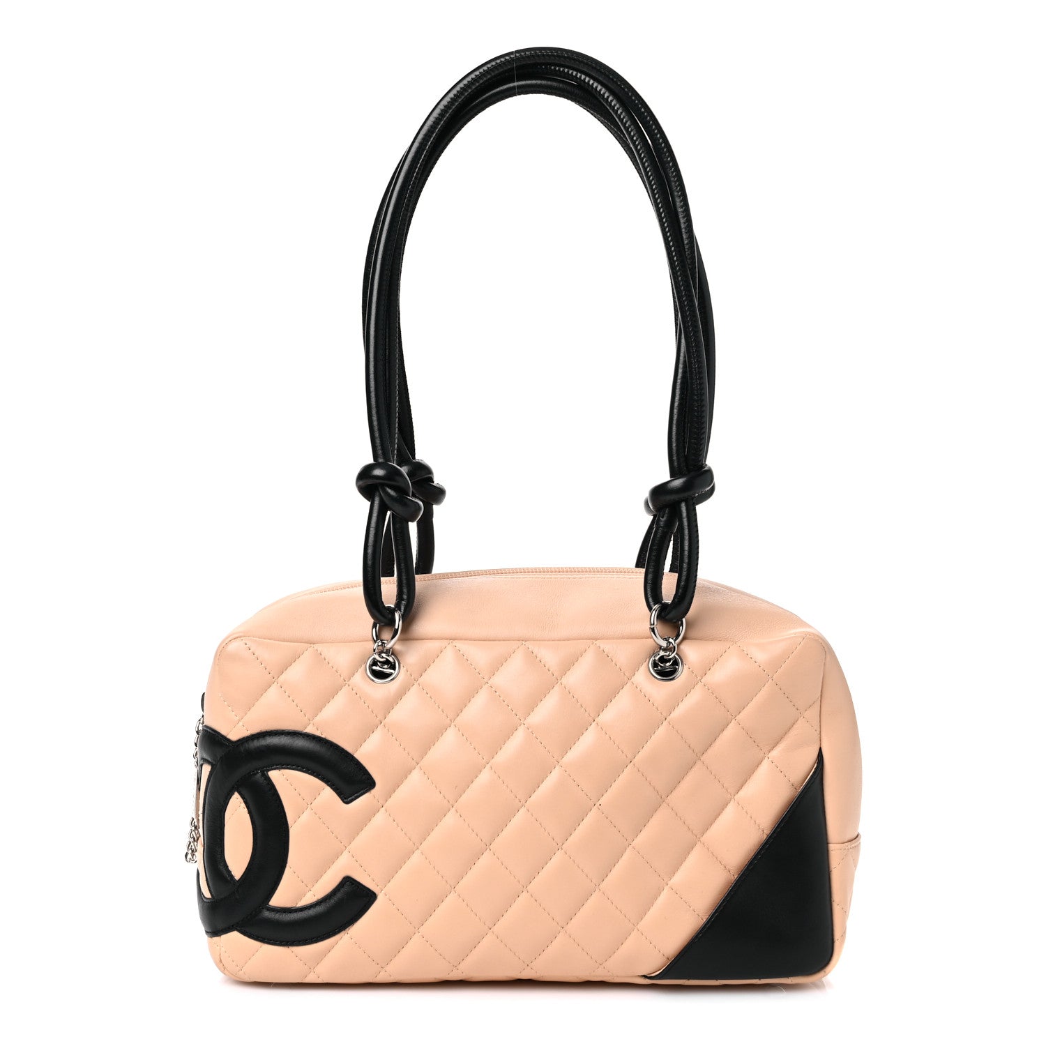Chanel Calfskin Quilted Large Cambon Bowler Beige Black 1 of 10