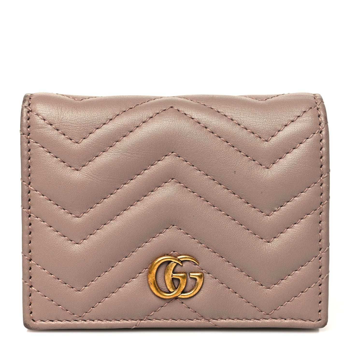 Calfskin Matelasse GG Marmont Card Case Wallet Porcelain Rose