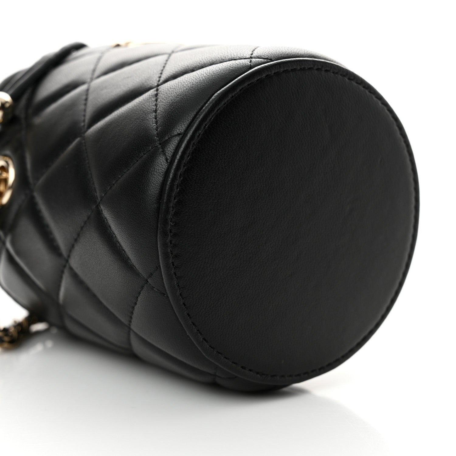 Chanel Lambskin Quilted Mini Bucket Bag With Chain Black 9 of 11