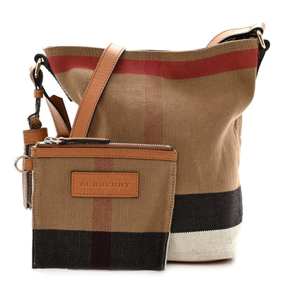 Burberry Canvas Mega Check Mini Ashby Hobo Saddle Brown 1 of 10