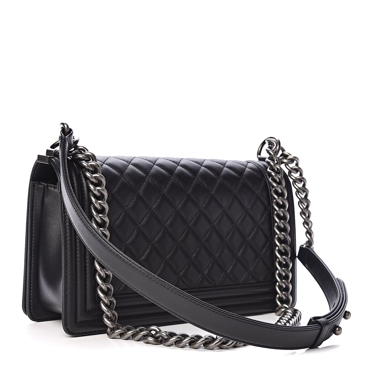 Calfskin Quilted Medium Boy Flap Black